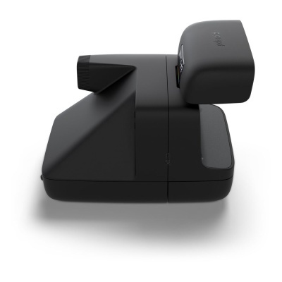 Máquina fotográfica instantânea preta com visor dobrável