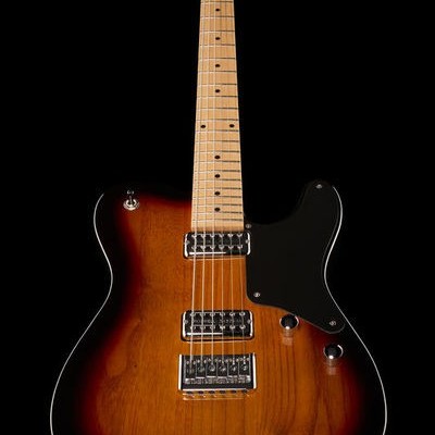 Guitarra elétrica sunburst com captadores humbucker e ponte fixa