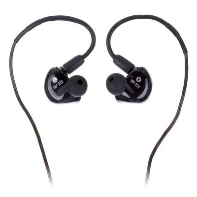 Auriculares intra-auriculares pretos com cabo e marcação RP-T20