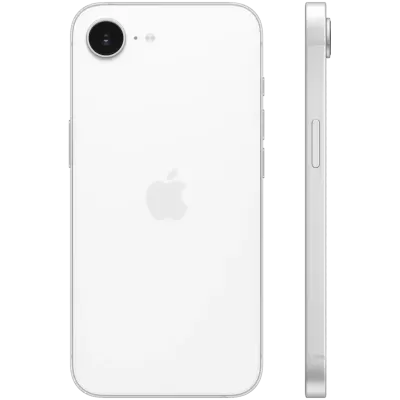 Smartphone Apple iPhone branco visto de trás e lateral