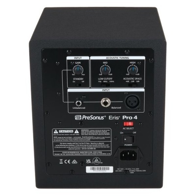 Coluna de áudio preta PreSonus Eris Pro 4 vista por trás