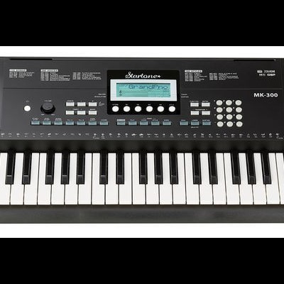Teclado musical Medeli MK-300 preto e branco com 49 teclas e visor digital