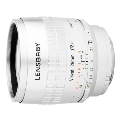 Objetiva de câmera branca LENSBABY Velvet 28mm f/2.5