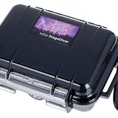Caixa rígida preta transparente Intaf StageDiver com mosquetão