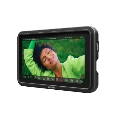 Monitor portátil ATOMOS preto com ecrã a cores