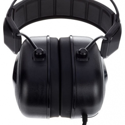 Auscultadores de proteção auditiva pretos com arco ajustável e ficha jack