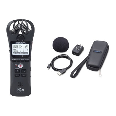 Gravador de áudio Zoom H1n preto com acessórios
