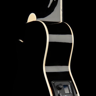 Corpo traseiro de guitarra acústica elétrica preta com painel de controle