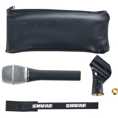 Conjunto de microfone Shure com acessórios e estojo preto