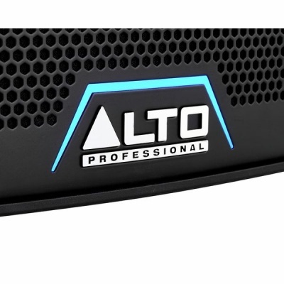 Logótipo ALTO PROFESSIONAL em dispositivo preto com padrão de grelha hexagonal e luz azul