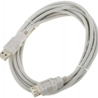 Cabo USB branco com conector macho e fêmea
