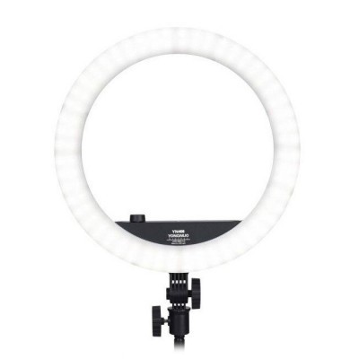 Anel de luz LED branco circular com suporte preto