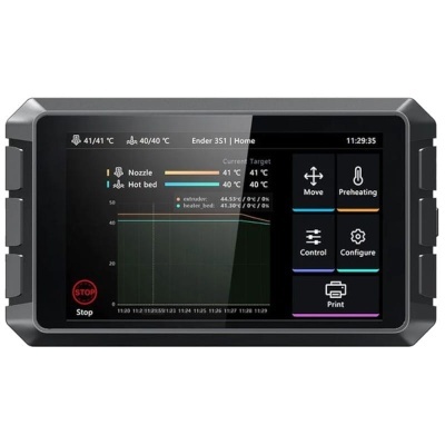 Ecrã digital de impressora 3D Ender 3 S1 Home com interface tátil e informações de temperatura