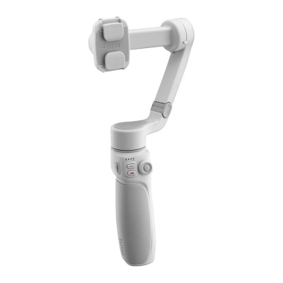 Estabilizador para telemóvel portátil branco com botões de controlo