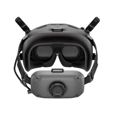 Óculos de realidade virtual preto e cinzento com antenas