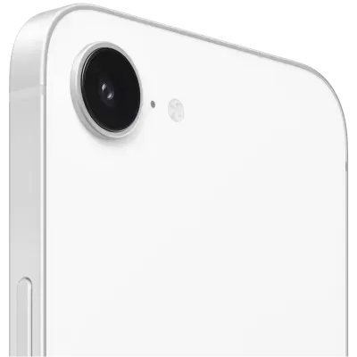 Smartphone branco com lente de câmara grande e estrutura metálica prateada