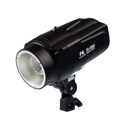 Flash de estúdio fotográfico preto SC-200D com lente prateada