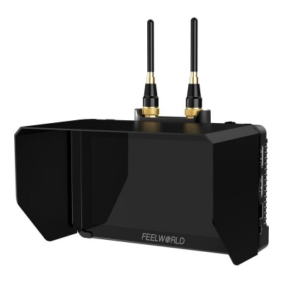 Monitor portátil preto FEELWORLD com antenas e proteções laterais