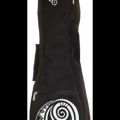 Estojo preto para ukulele com desenhos brancos e fechos metálicos