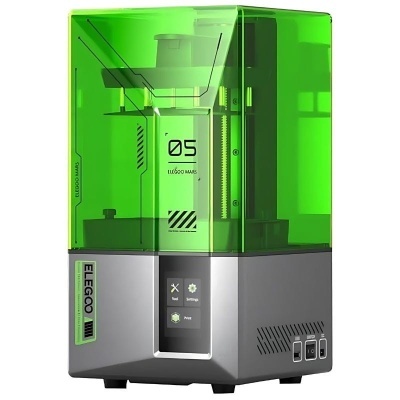 Impressora 3D ELEGOO Mars 05 com capa verde translúcida