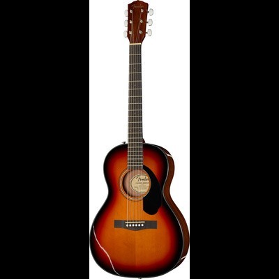 Guitarra acústica Fender sunburst com corpo em madeira e braço escuro