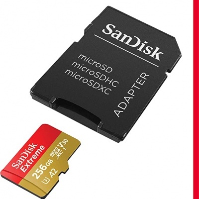 Cartão de memória SanDisk Extreme microSD 256GB com adaptador preto