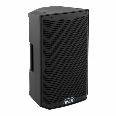 Coluna de som profissional preta com grelha metálica e etiqueta ALTO PROFESSIONAL