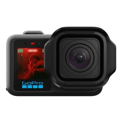 Câmara de ação GoPro preta com ecrã frontal e lente grande