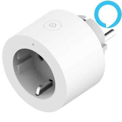 Adaptador de tomada elétrica branco com botão power e plugue europeu