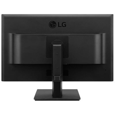 Monitor LG preto visto por trás com suporte ajustável