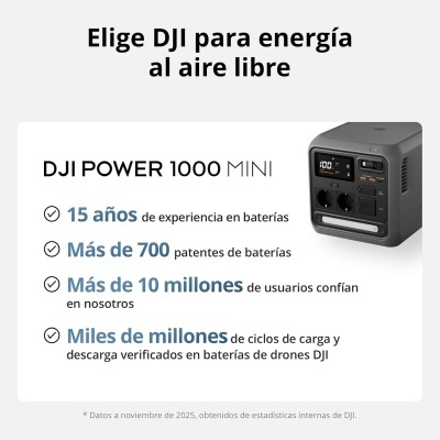 Módulo de energia portátil DJI Power 1000 Mini cinza com display e várias entradas