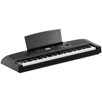 Piano digital preto com teclado e ecrã LCD