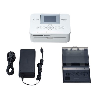 Impressora portátil Canon Selphy branca com acessórios