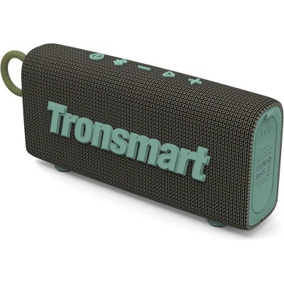 Coluna portátil Tronsmart cinzenta escuro com botões azuis