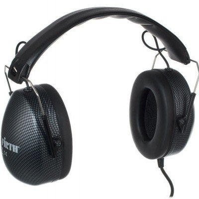 Auscultadores de proteção auricular pretos com banda acolchoada e textura nas conchas