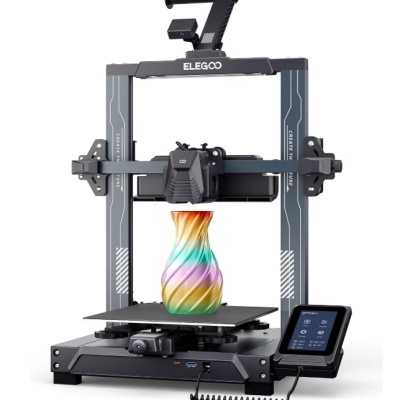 Impressora 3D Elegoo a imprimir um vaso colorido