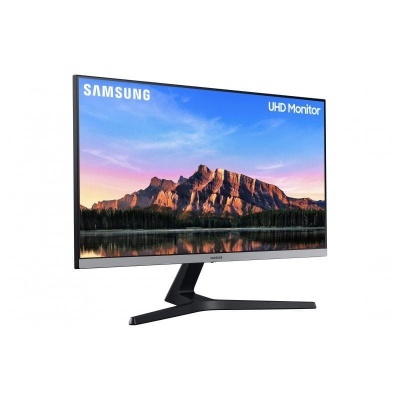 Monitor Samsung UHD preto com imagem de montanha no ecrã