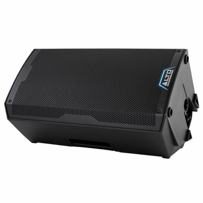 Coluna de som preta ALTO com grelha metálica perfurada