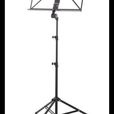 Estante para partituras preta de metal com tripé ajustável