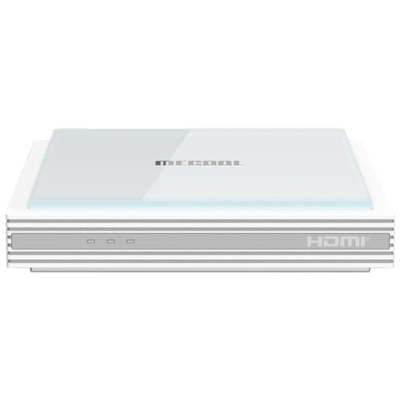 Projetor branco Mecerel com logo HDMI na lateral