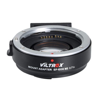 Adaptador de montagem Viltrox preto para câmaras com anel prateado