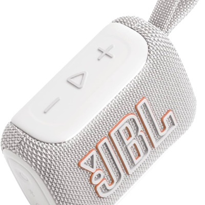 Coluna portátil JBL cinzenta com botões e alça têxtil