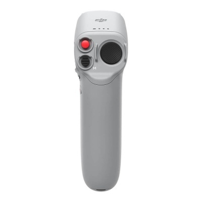 Comando de controlo DJI cinzento com botões preto e vermelho