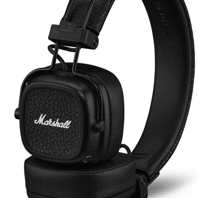 Auriculares Marshall pretos com acabamento texturado e design ajustável