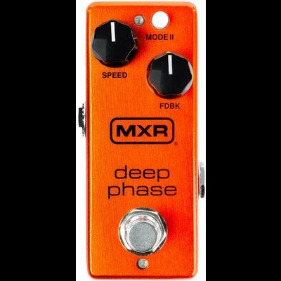 Pedal MXR deep phase laranja com botões pretos e interruptor metálico.