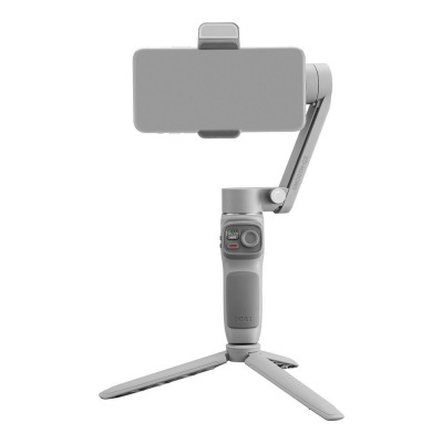 Suporte estabilizador cinza para smartphone com tripé