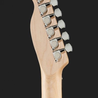 Cabeça de guitarra elétrica em madeira clara com tarraxas cromadas