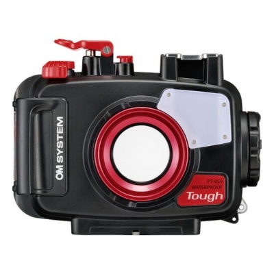 Caixa estanque preta e vermelha para câmara fotográfica OM SYSTEM PT-059 Tough