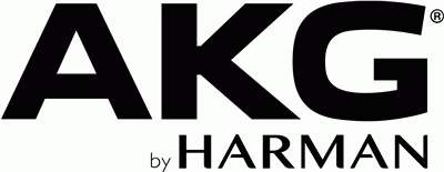 Logótipo da marca AKG by HARMAN em preto sobre fundo branco