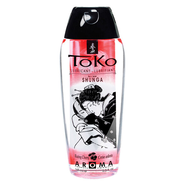 SHUNGA Toko Burning Cereja – Lubrificante Aromatizado | 165 ml Frasco lubricante Toko Shunga com design japonês e tampa preta